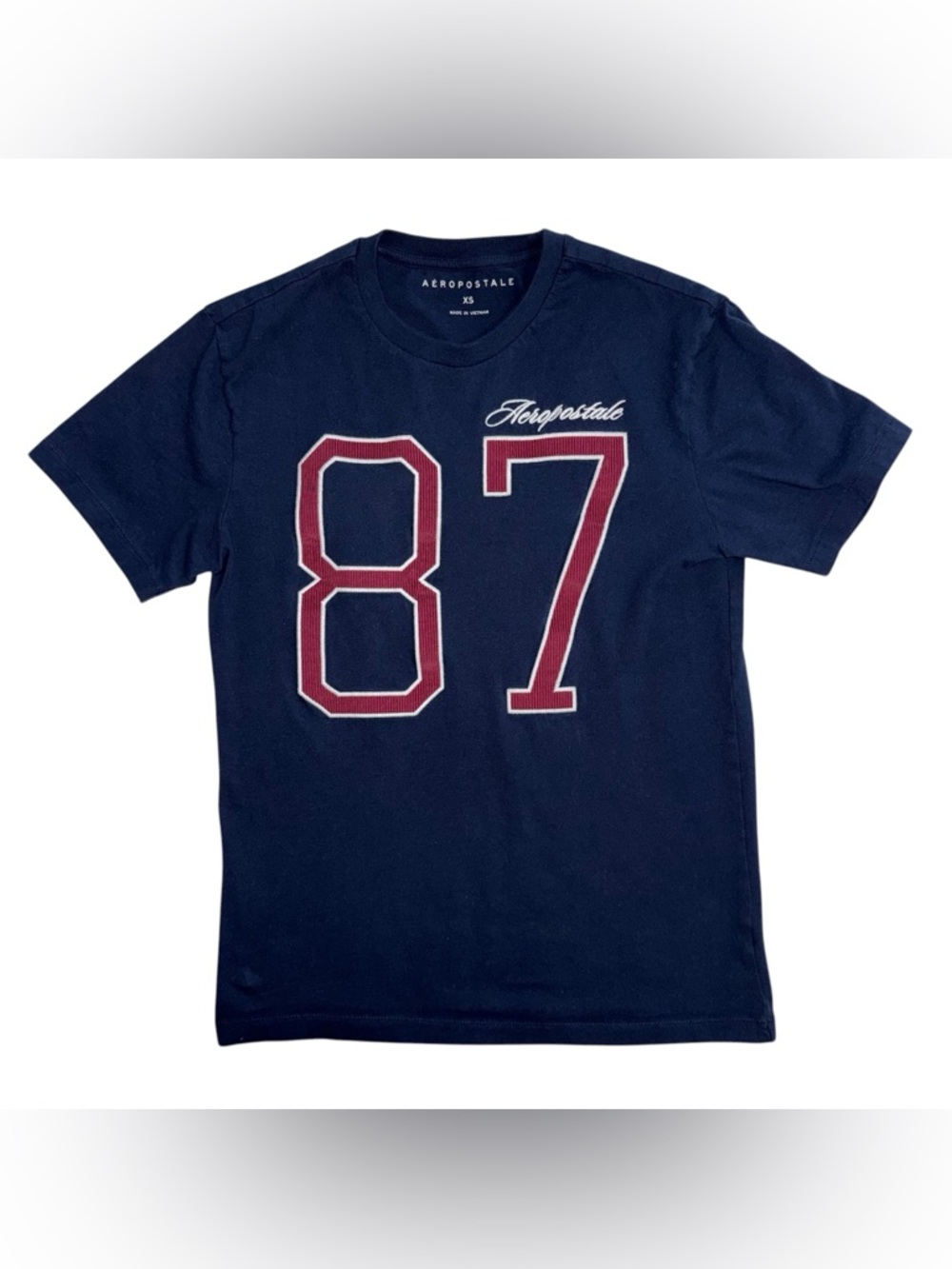 Aeropostale Men 87 Graphic Tee Navy Blue Short Sleeve T-shirt